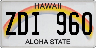 HI license plate ZDI960