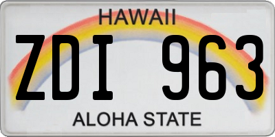 HI license plate ZDI963