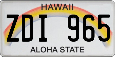 HI license plate ZDI965
