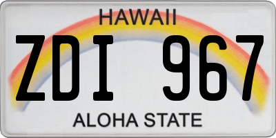 HI license plate ZDI967