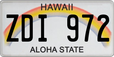 HI license plate ZDI972