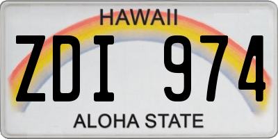 HI license plate ZDI974