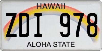 HI license plate ZDI978