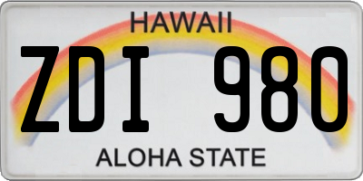 HI license plate ZDI980