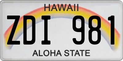 HI license plate ZDI981