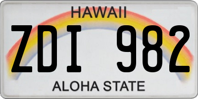 HI license plate ZDI982