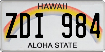 HI license plate ZDI984