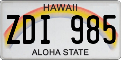 HI license plate ZDI985