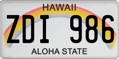 HI license plate ZDI986