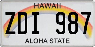 HI license plate ZDI987