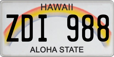 HI license plate ZDI988