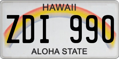 HI license plate ZDI990