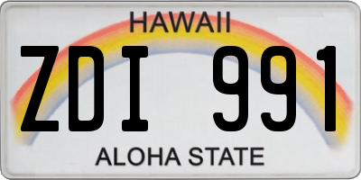 HI license plate ZDI991