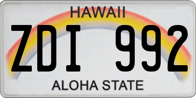 HI license plate ZDI992