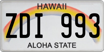 HI license plate ZDI993