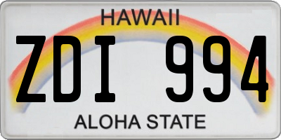 HI license plate ZDI994