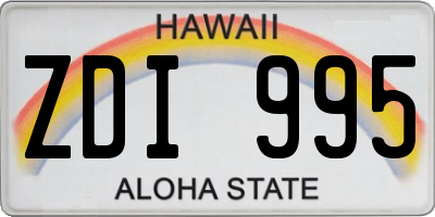 HI license plate ZDI995