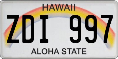 HI license plate ZDI997