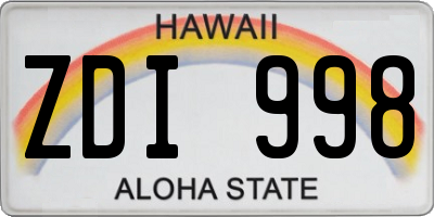 HI license plate ZDI998