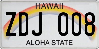 HI license plate ZDJ008