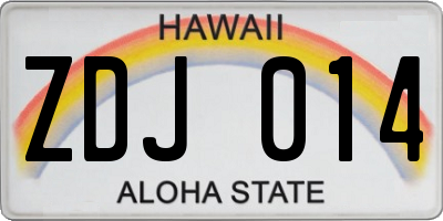 HI license plate ZDJ014