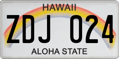 HI license plate ZDJ024