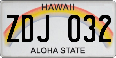 HI license plate ZDJ032