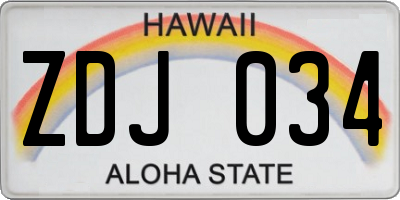 HI license plate ZDJ034