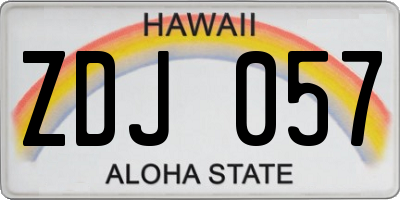 HI license plate ZDJ057
