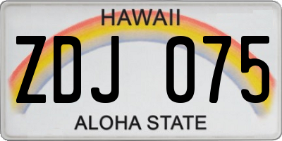 HI license plate ZDJ075