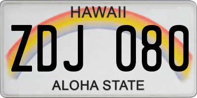 HI license plate ZDJ080