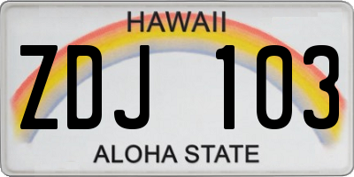 HI license plate ZDJ103