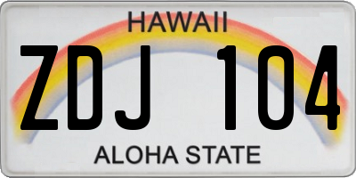 HI license plate ZDJ104