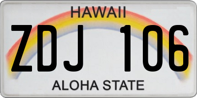 HI license plate ZDJ106