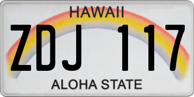 HI license plate ZDJ117
