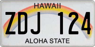 HI license plate ZDJ124