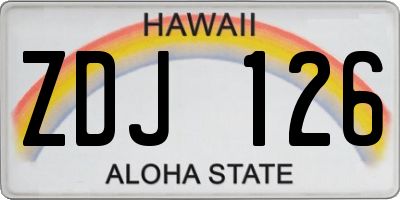 HI license plate ZDJ126