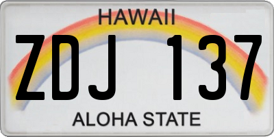 HI license plate ZDJ137