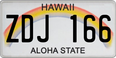 HI license plate ZDJ166