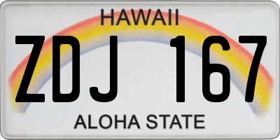 HI license plate ZDJ167