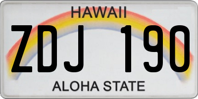 HI license plate ZDJ190