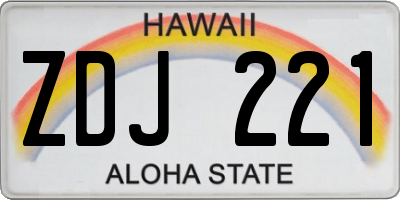 HI license plate ZDJ221