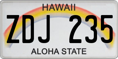 HI license plate ZDJ235