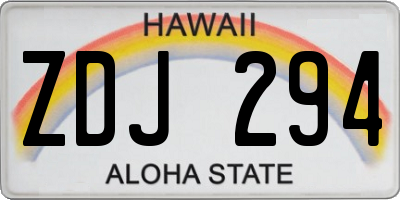 HI license plate ZDJ294
