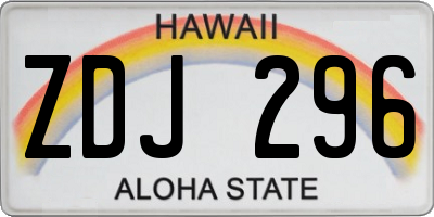 HI license plate ZDJ296