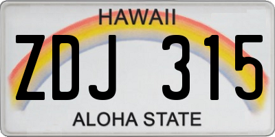 HI license plate ZDJ315