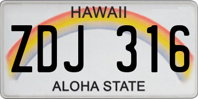 HI license plate ZDJ316