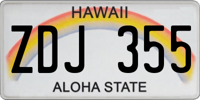 HI license plate ZDJ355