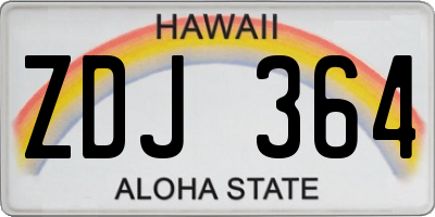 HI license plate ZDJ364