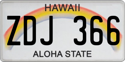 HI license plate ZDJ366